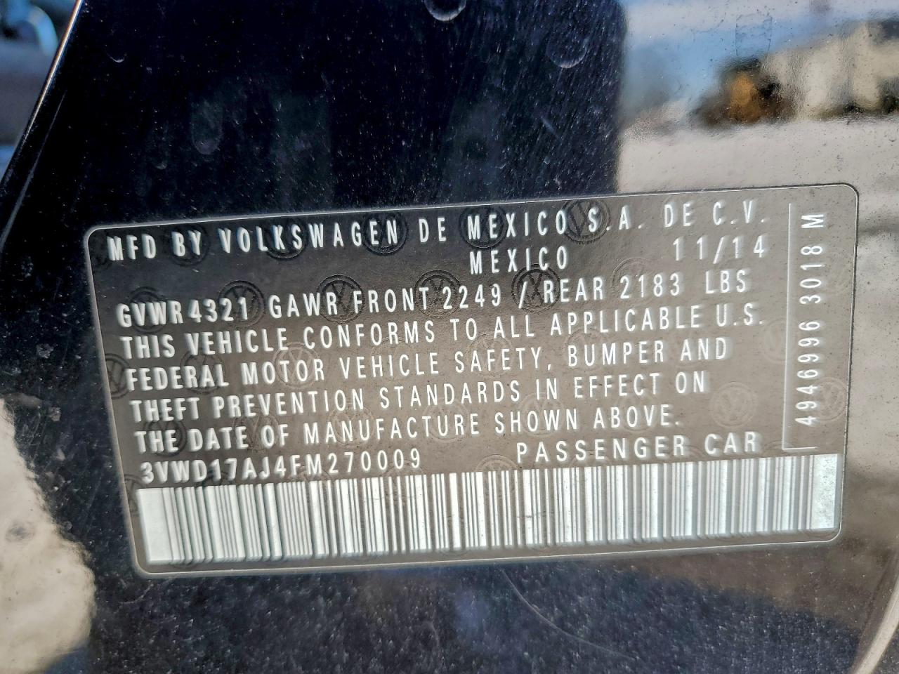 2015 VOLKSWAGEN JETTA SE photo 12