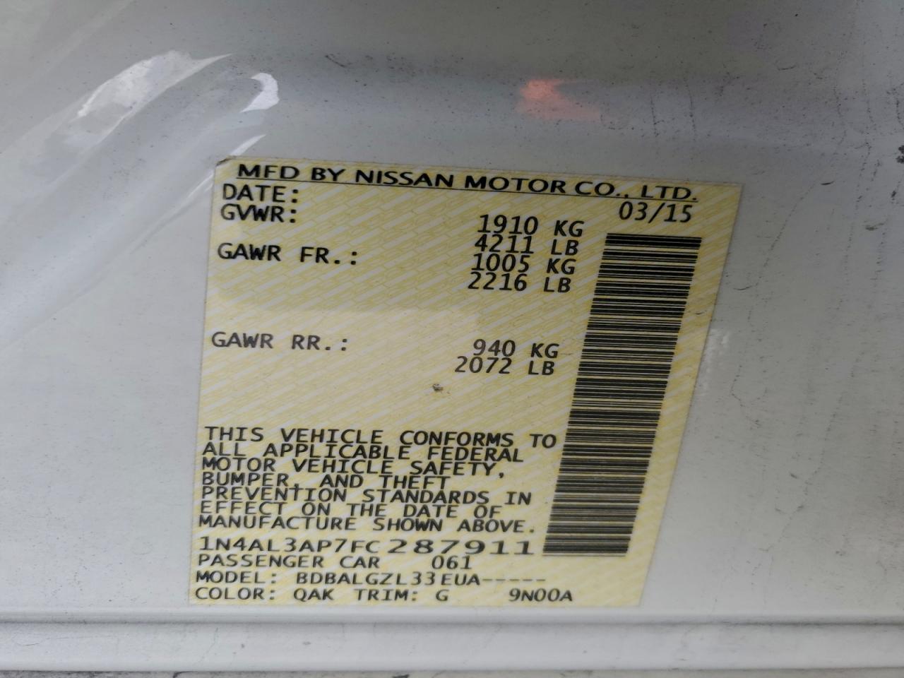 2015 NISSAN ALTIMA 2.5 photo 23