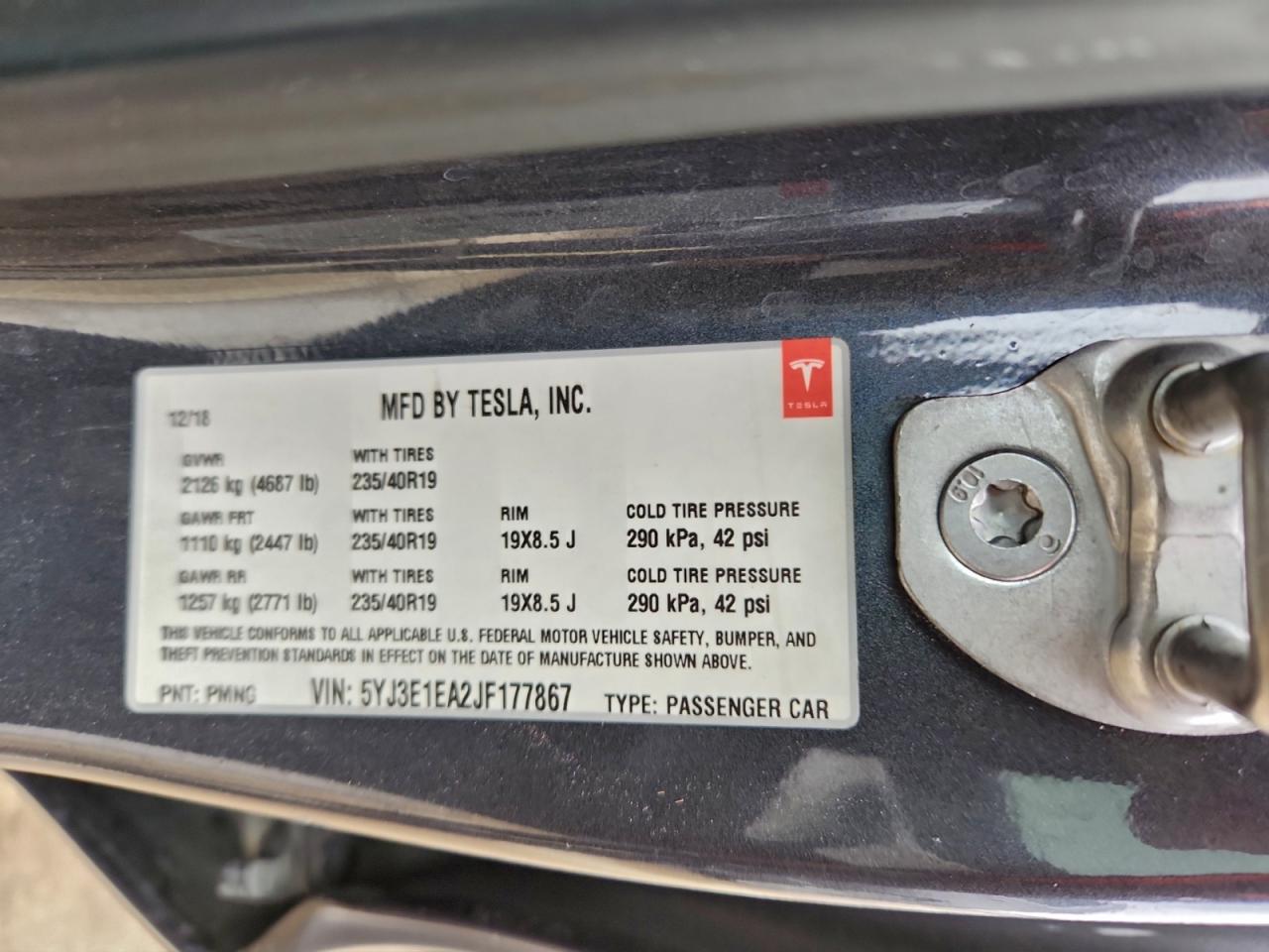 2018 TESLA MODEL 3 photo 37