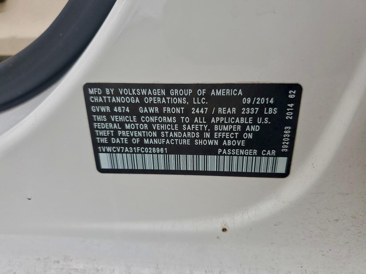 2015 VOLKSWAGEN PASSAT SEL photo 23