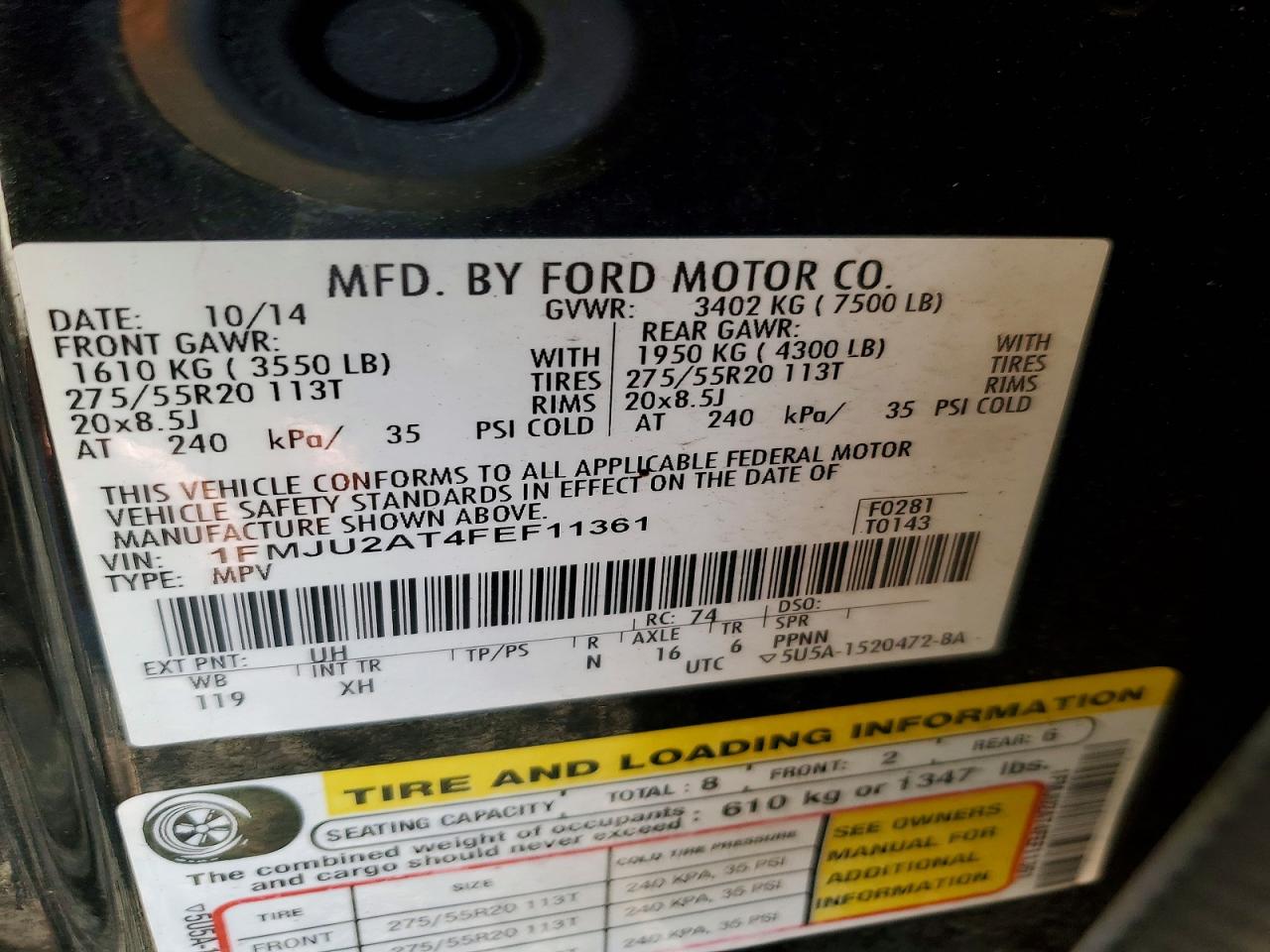 2015 FORD EXPEDITION LIMITED photo 13