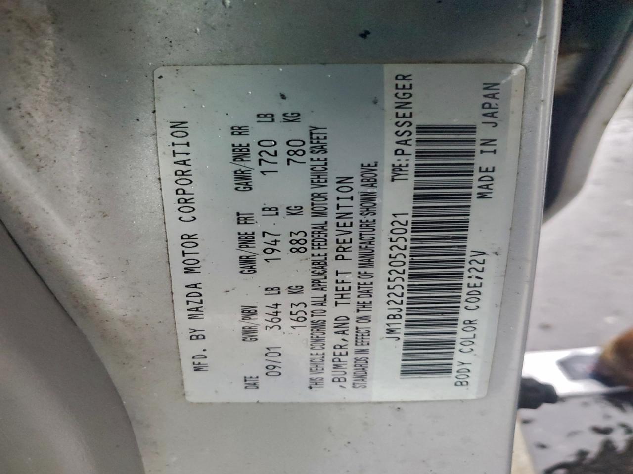 2002 MAZDA PROTEGE DX photo 12