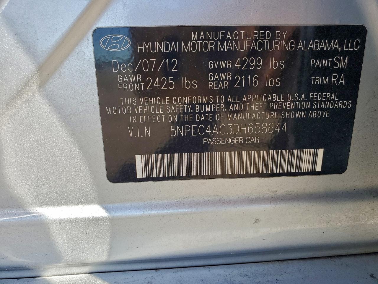 2013 HYUNDAI SONATA SE photo 12