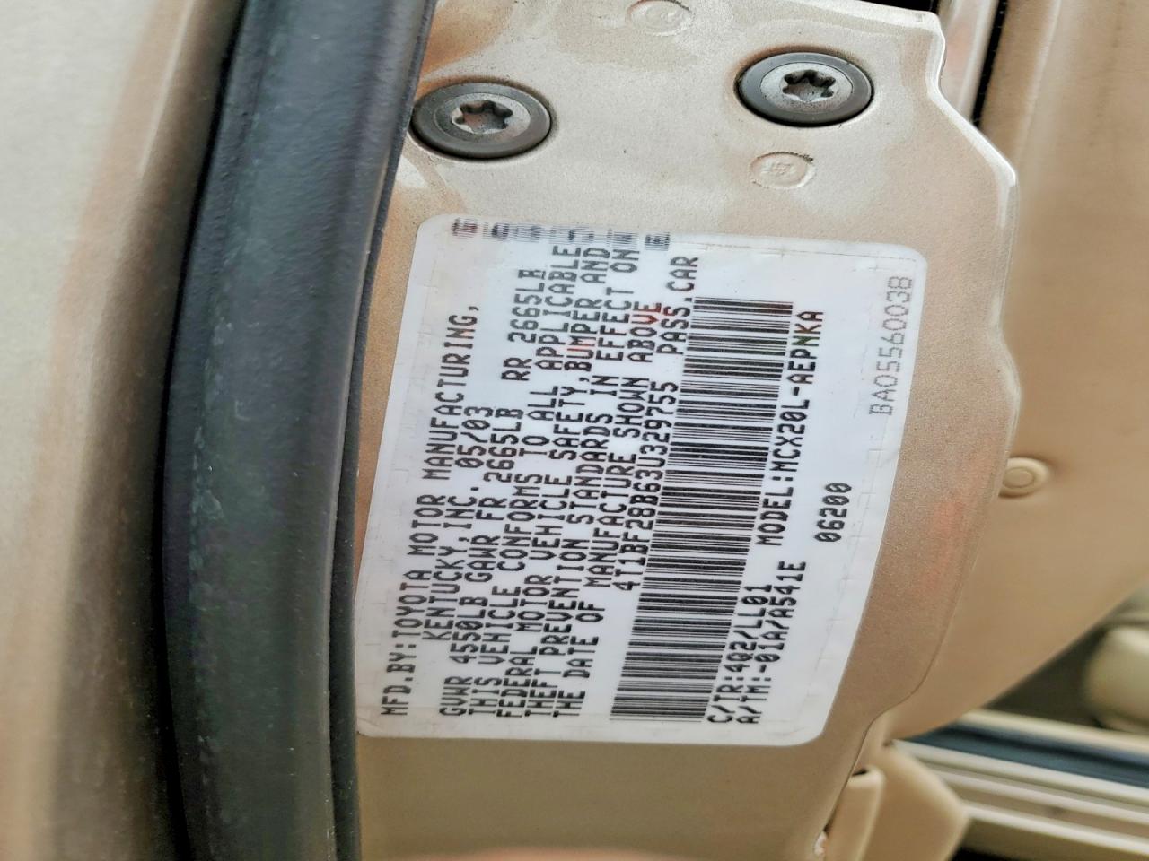 2003 TOYOTA AVALON XL photo 12