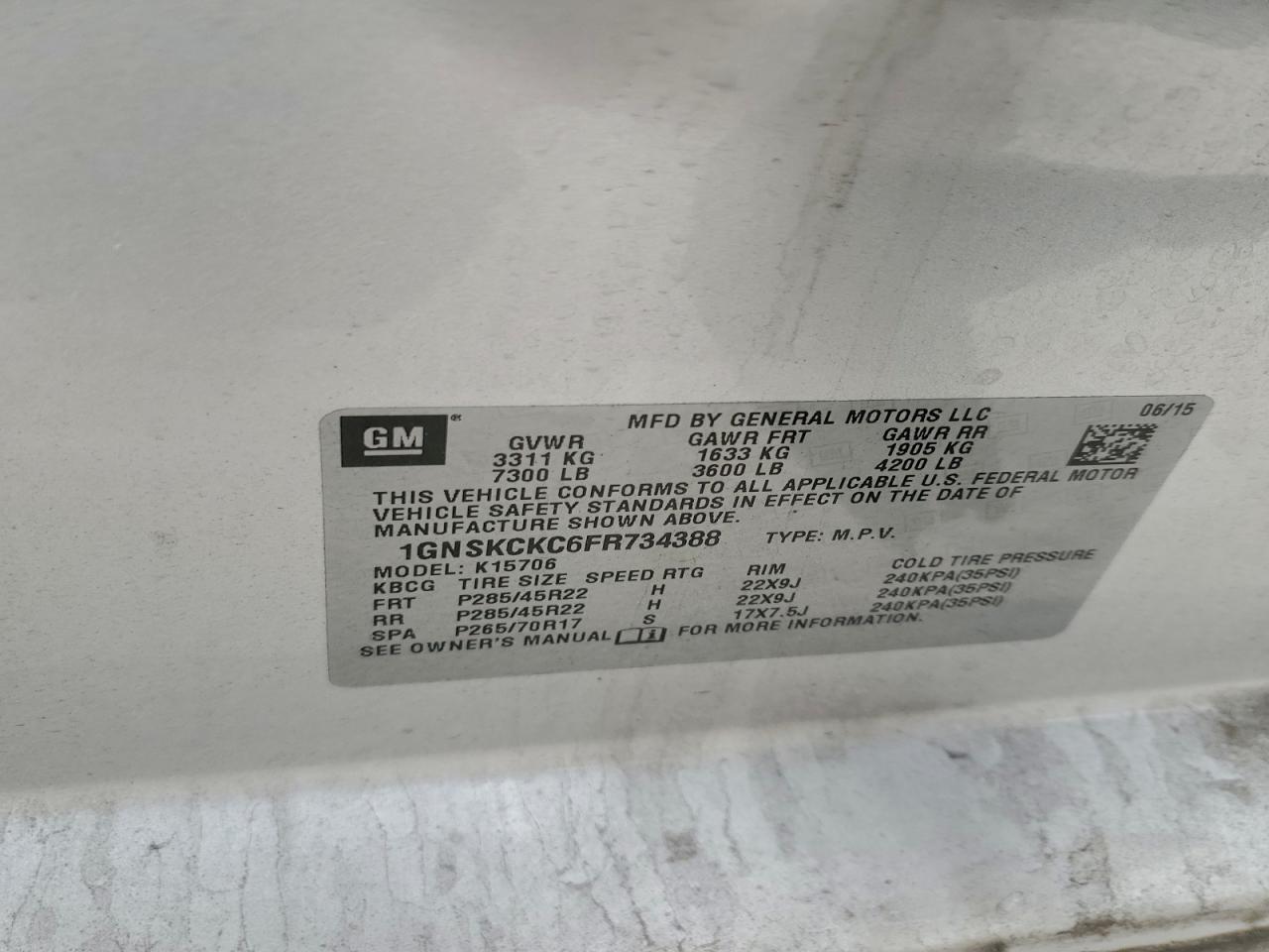 2015 CHEVROLET TAHOE K1500 LTZ photo 13