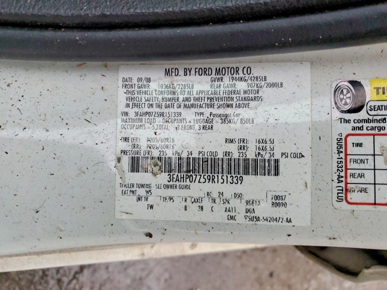 2009 FORD FUSION SE photo 23
