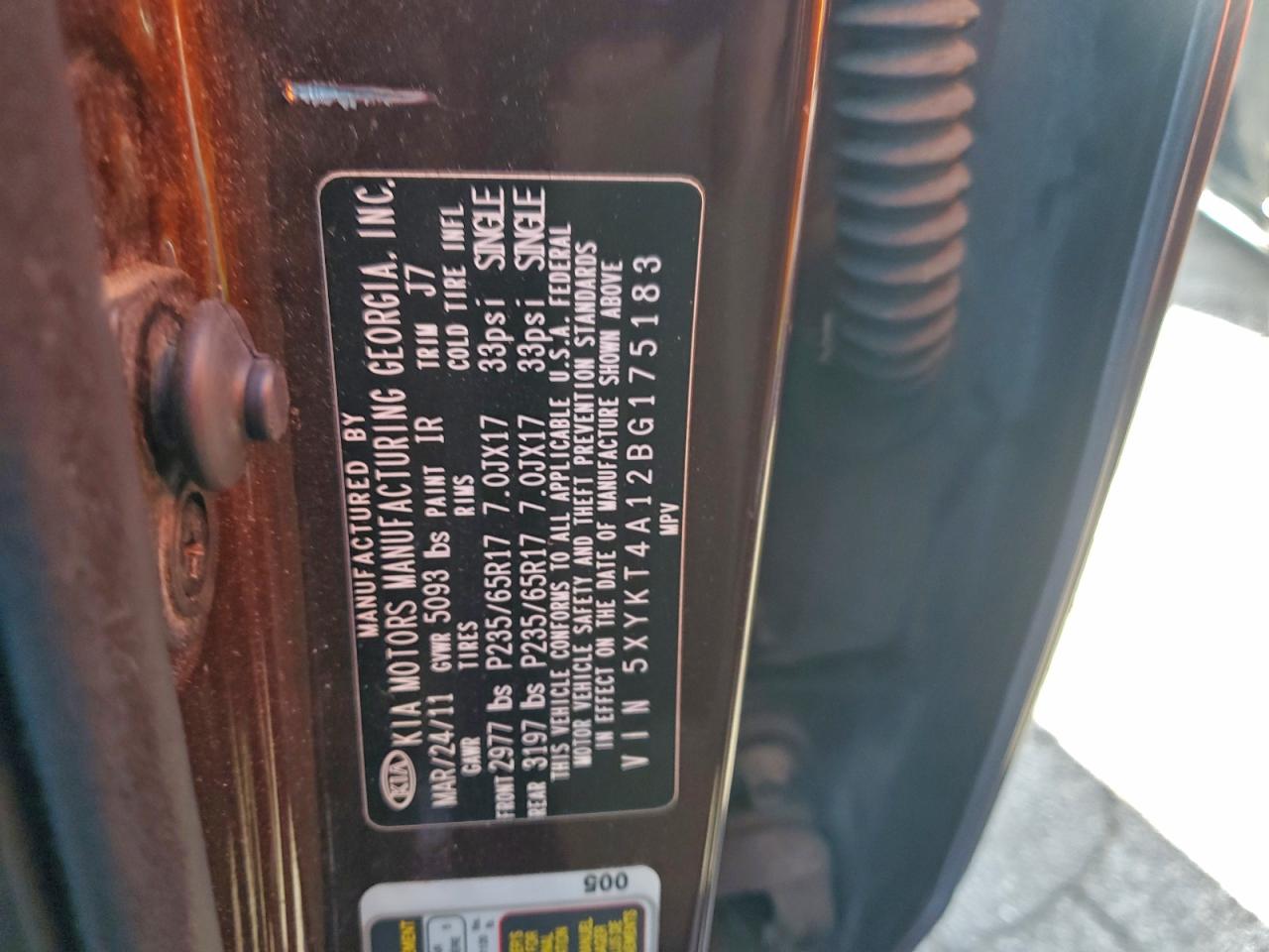 2011 KIA SORENTO BASE photo 13