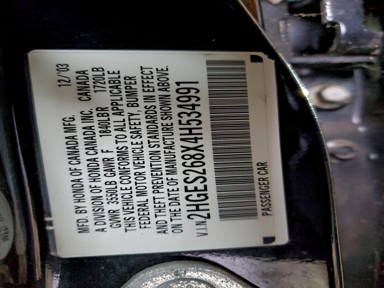 2004 HONDA CIVIC EX photo 12