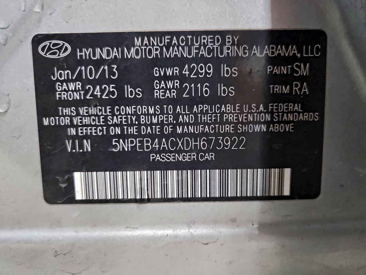 2013 HYUNDAI SONATA GLS photo 34
