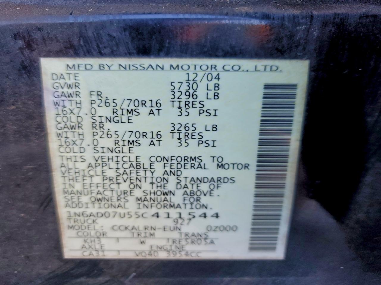 2005 NISSAN FRONTIER CREW CAB LE photo 13