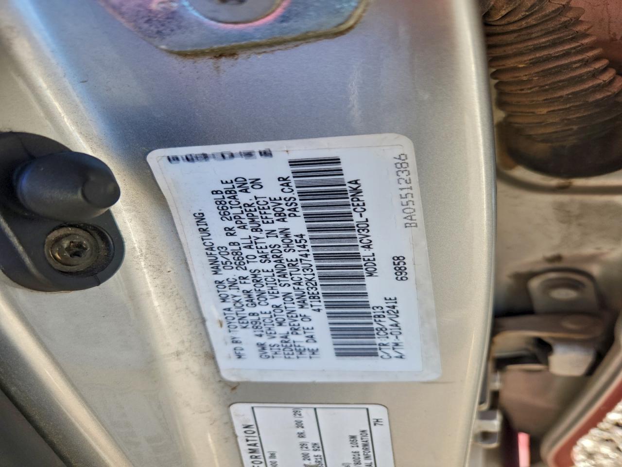 2003 TOYOTA CAMRY LE photo 34
