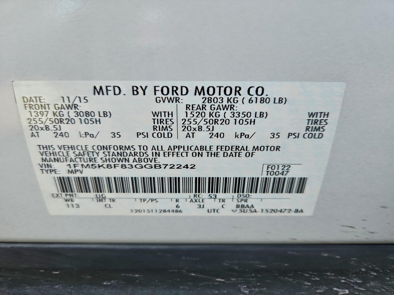 2016 FORD EXPLORER LIMITED photo 25