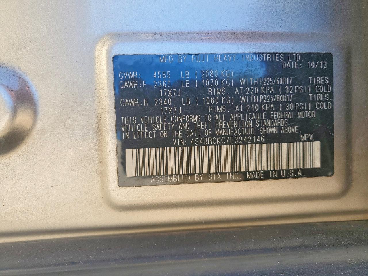 2014 SUBARU OUTBACK 2.5I LIMITED photo 27