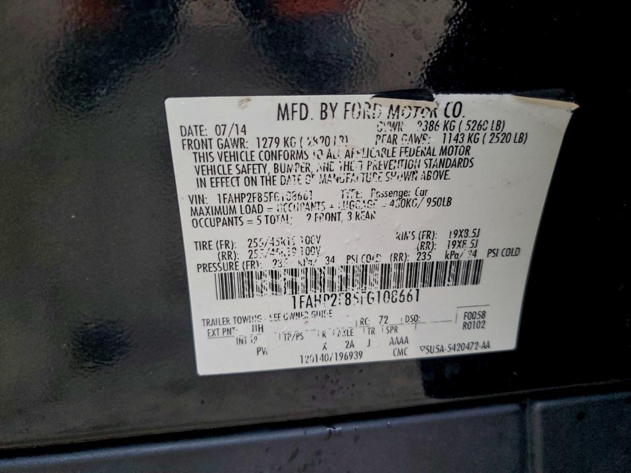 2015 FORD TAURUS LIMITED photo 12
