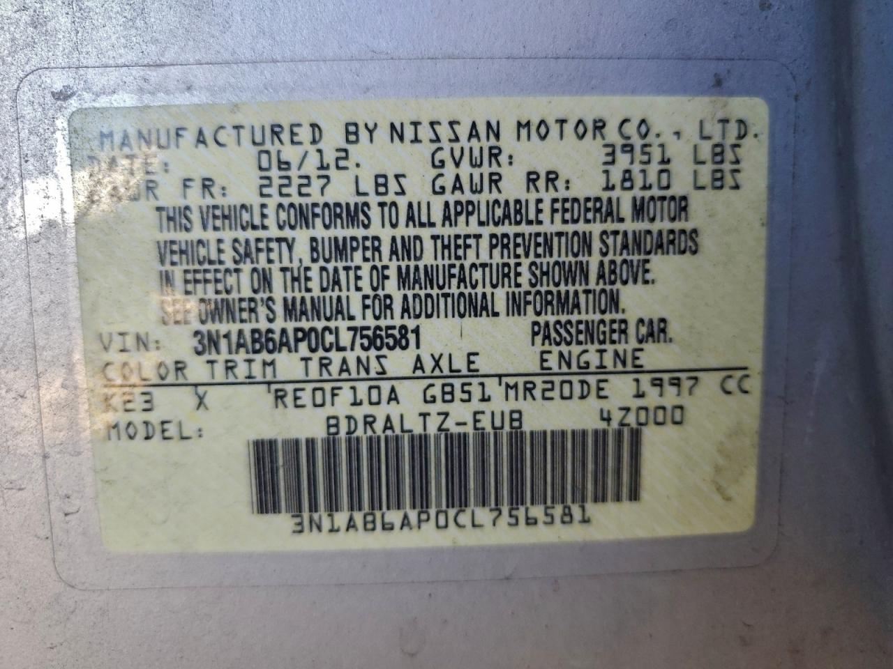 2012 NISSAN SENTRA 2.0 photo 34