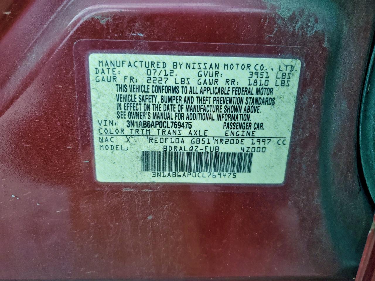 2012 NISSAN SENTRA 2.0 photo 12