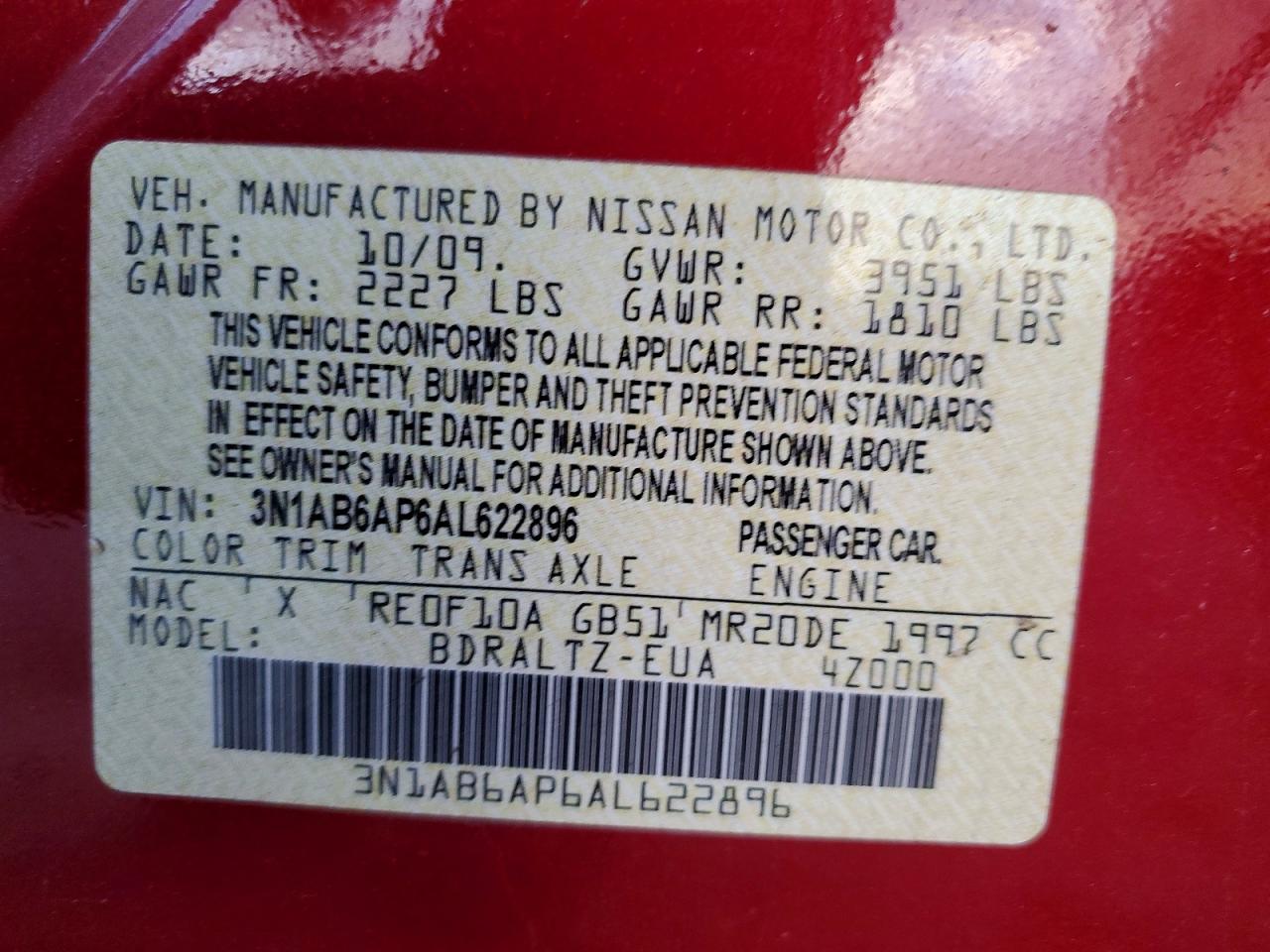 2010 NISSAN SENTRA 2.0 photo 13