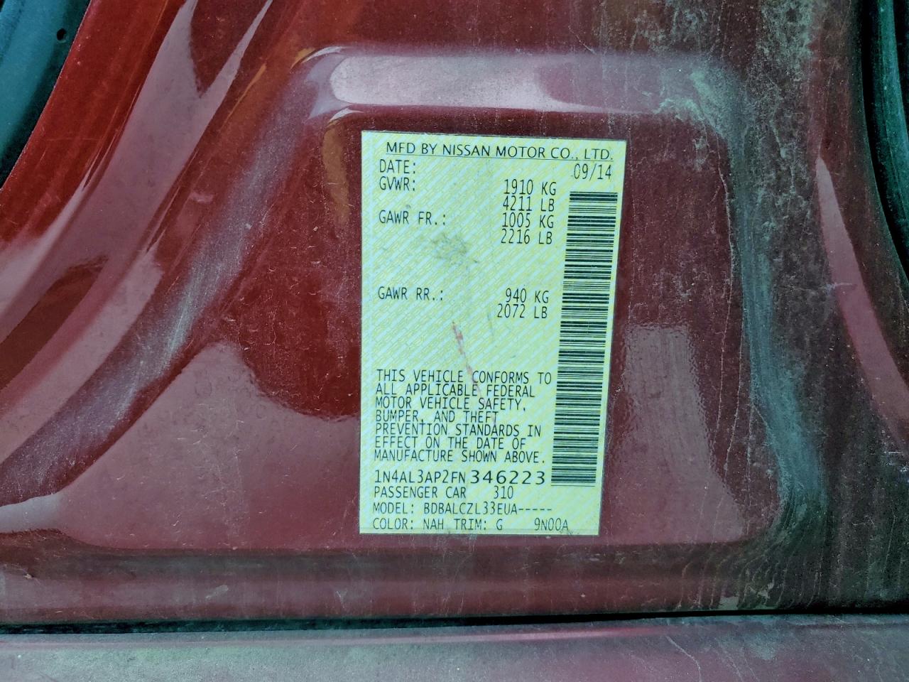 2015 NISSAN ALTIMA 2.5 photo 12