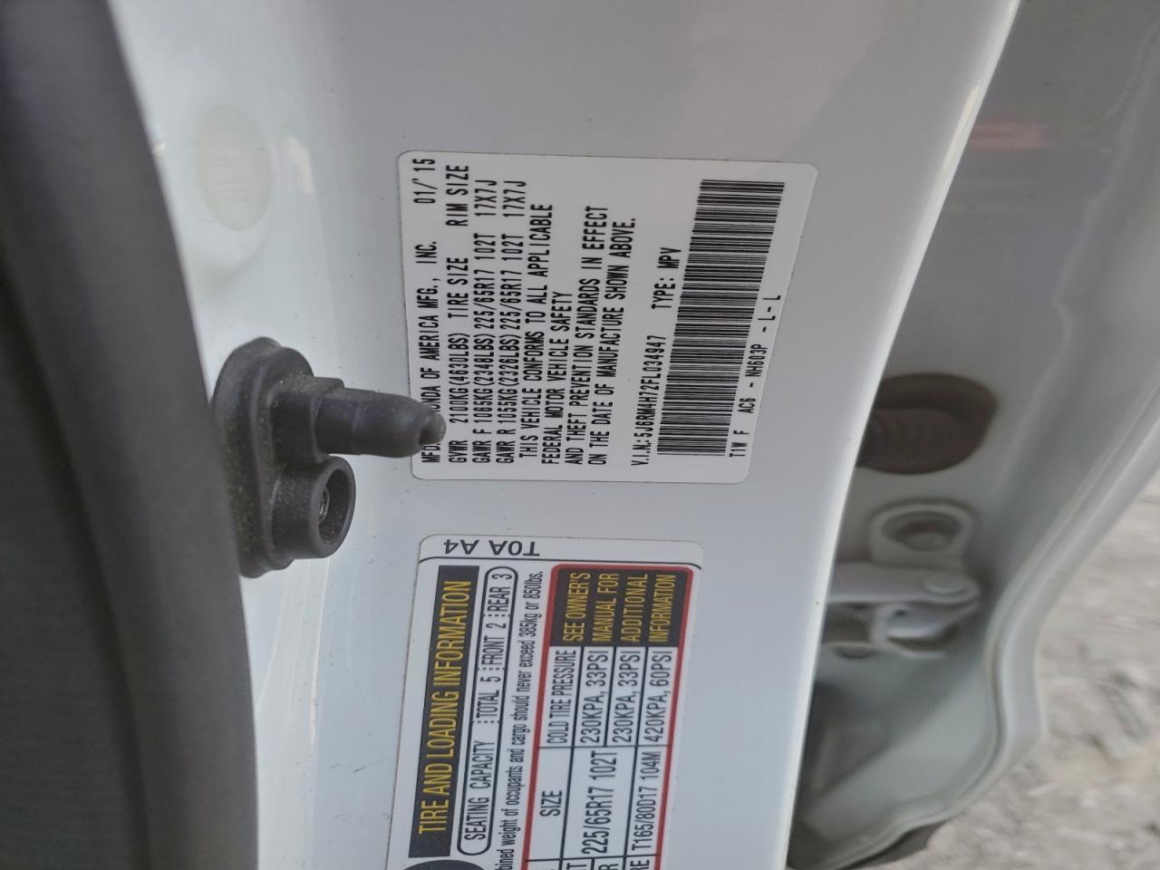 2015 HONDA CR-V EXL photo 22