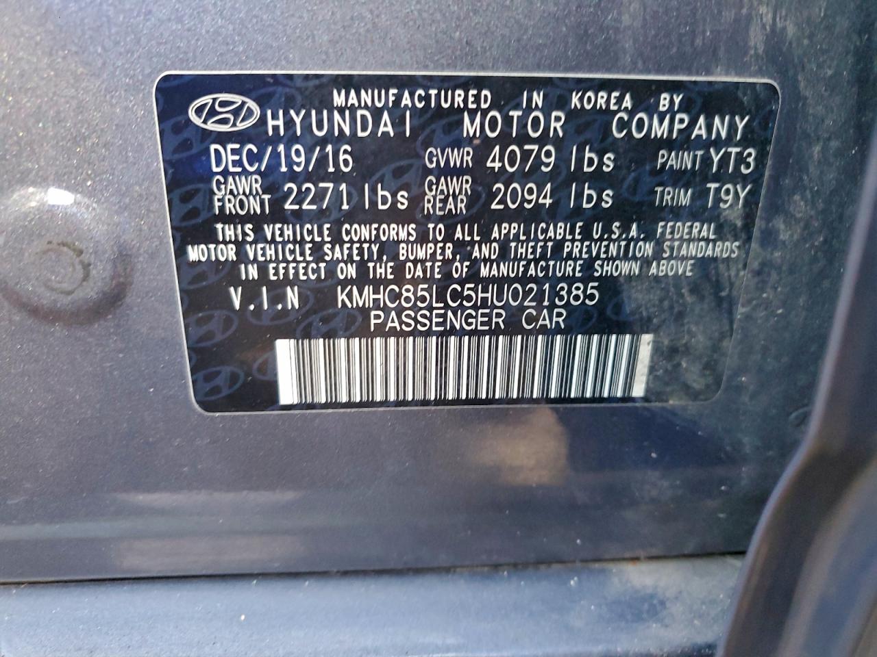 2017 HYUNDAI IONIQ LIMITED photo 12
