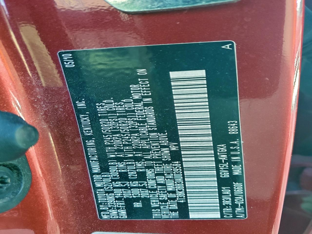 2010 TOYOTA VENZA photo 25