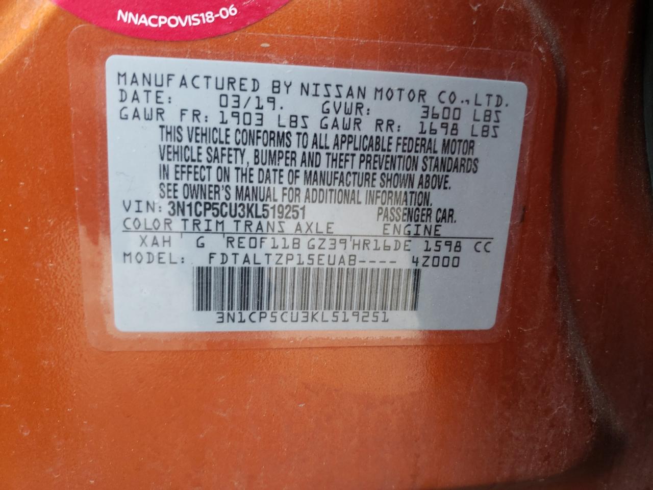 2019 NISSAN KICKS S photo 12