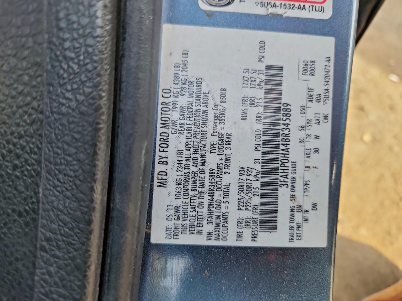 2011 FORD FUSION SE photo 23