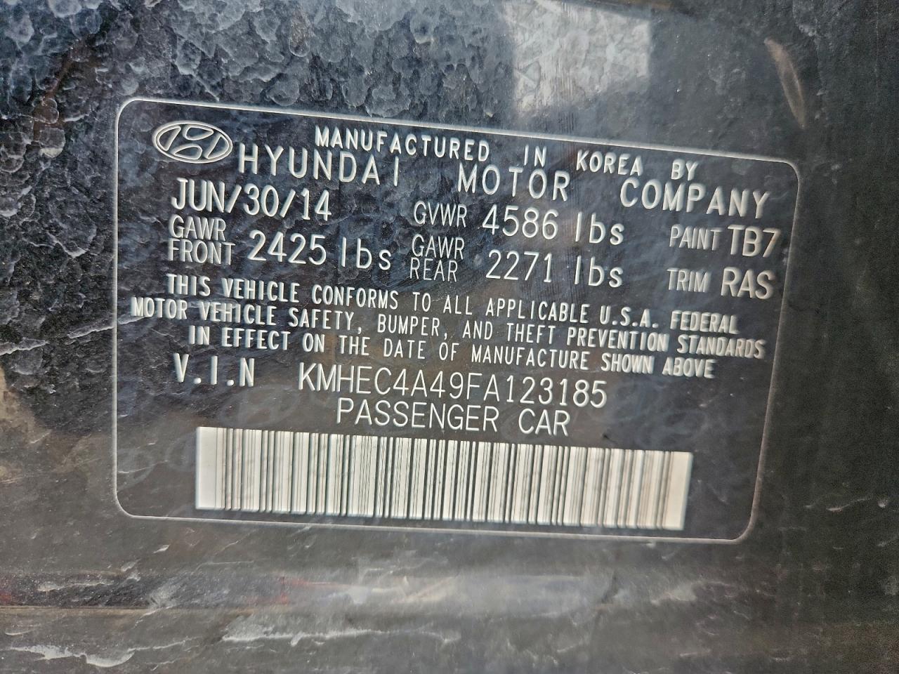 2015 HYUNDAI SONATA HYBRID photo 12