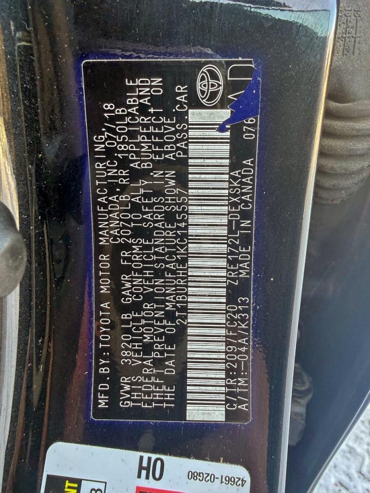 2019 TOYOTA COROLLA L photo 10