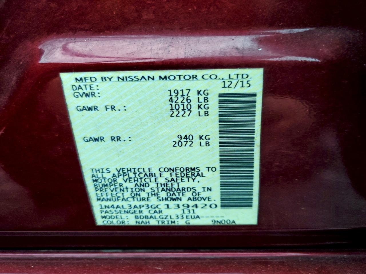 2016 NISSAN ALTIMA 2.5 photo 45