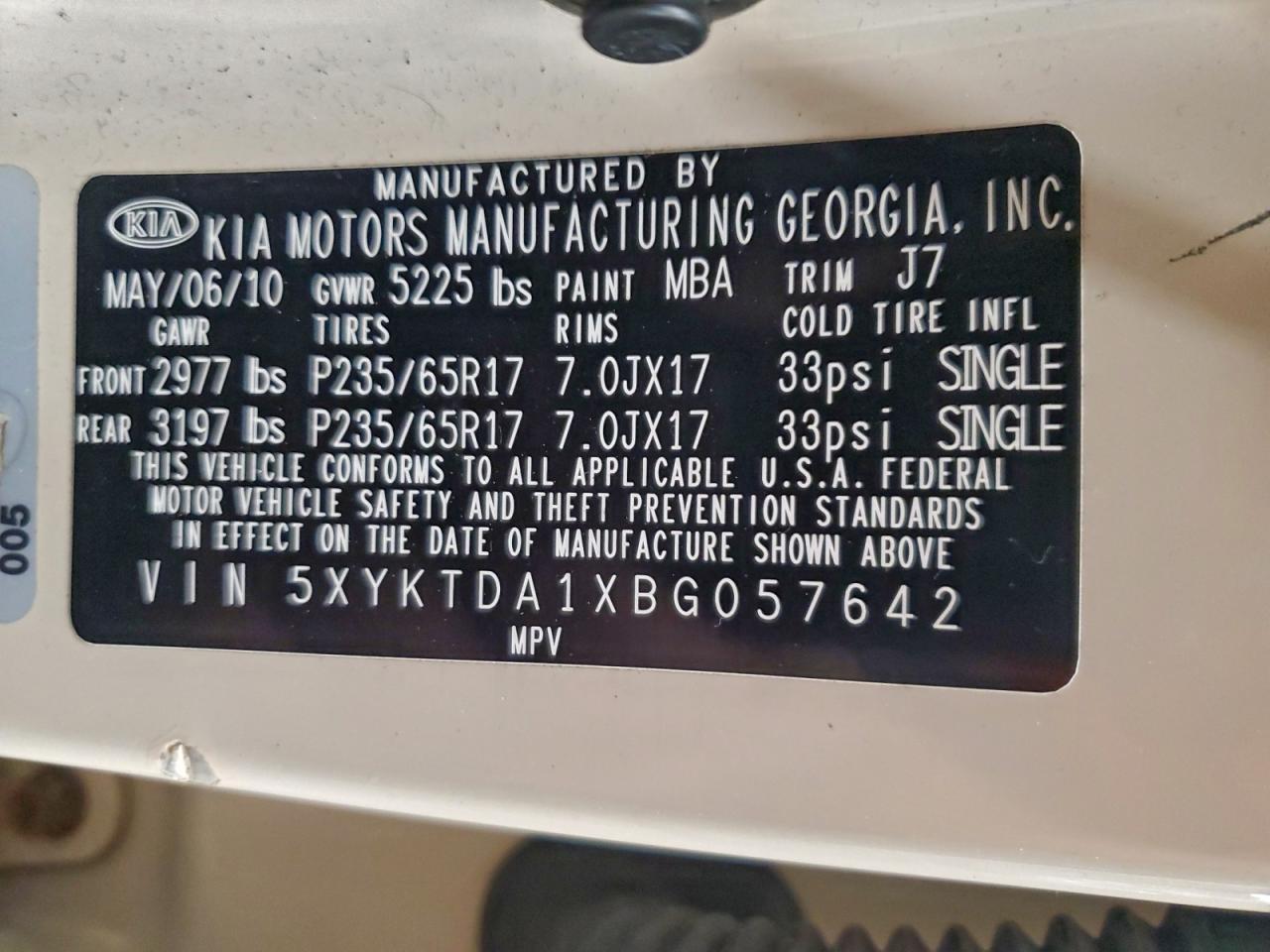 2011 KIA SORENTO BASE photo 13