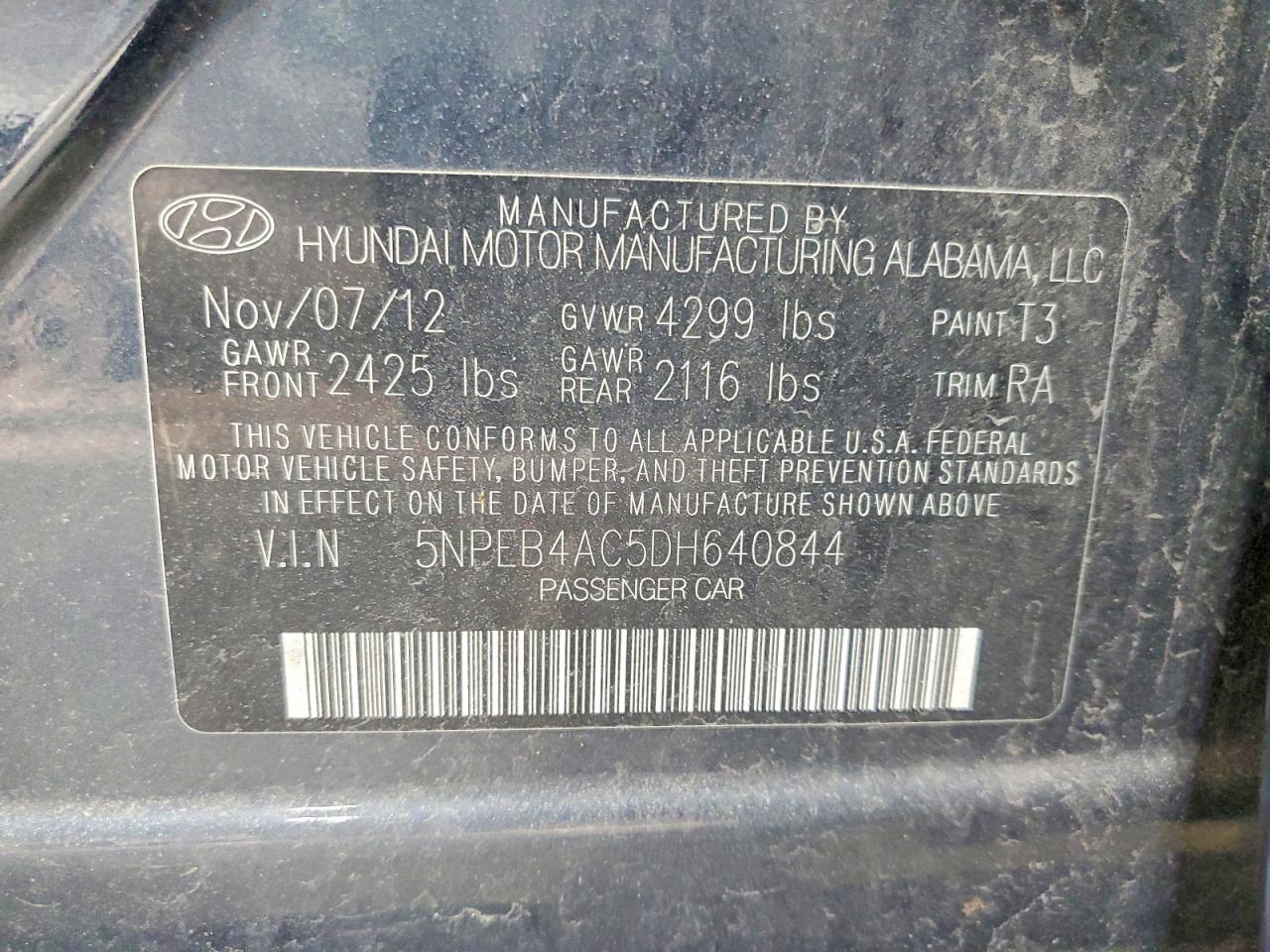 2013 HYUNDAI SONATA GLS photo 12