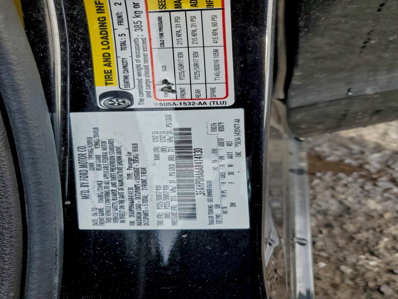 2010 FORD FUSION SE photo 12