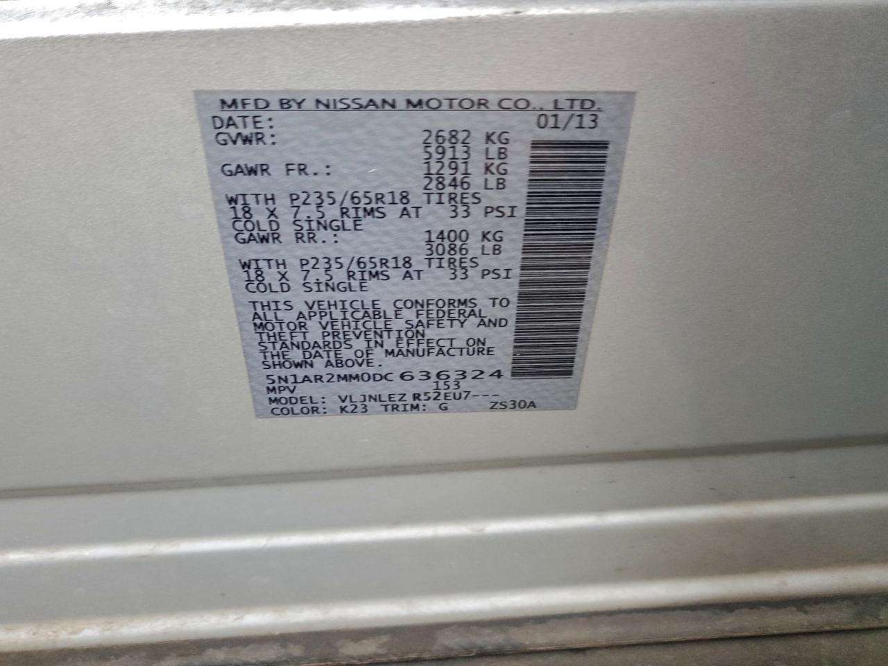 2013 NISSAN PATHFINDER S photo 13
