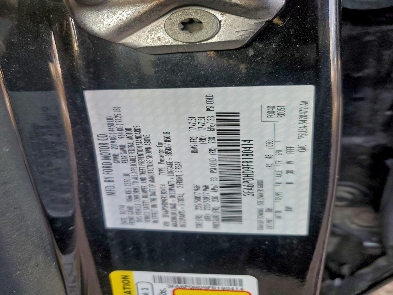 2015 FORD FUSION SE photo 23
