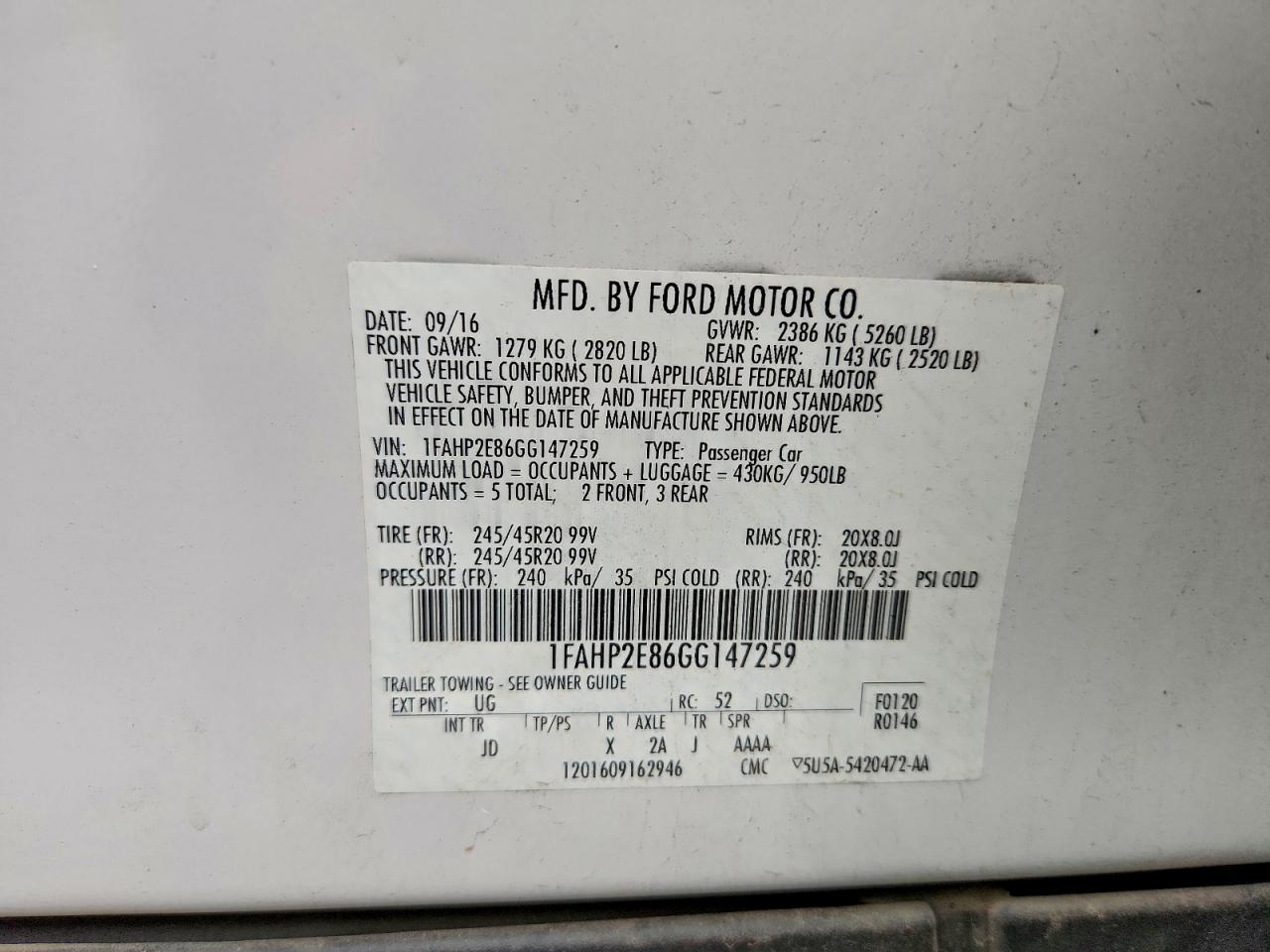 2016 FORD TAURUS SEL photo 25