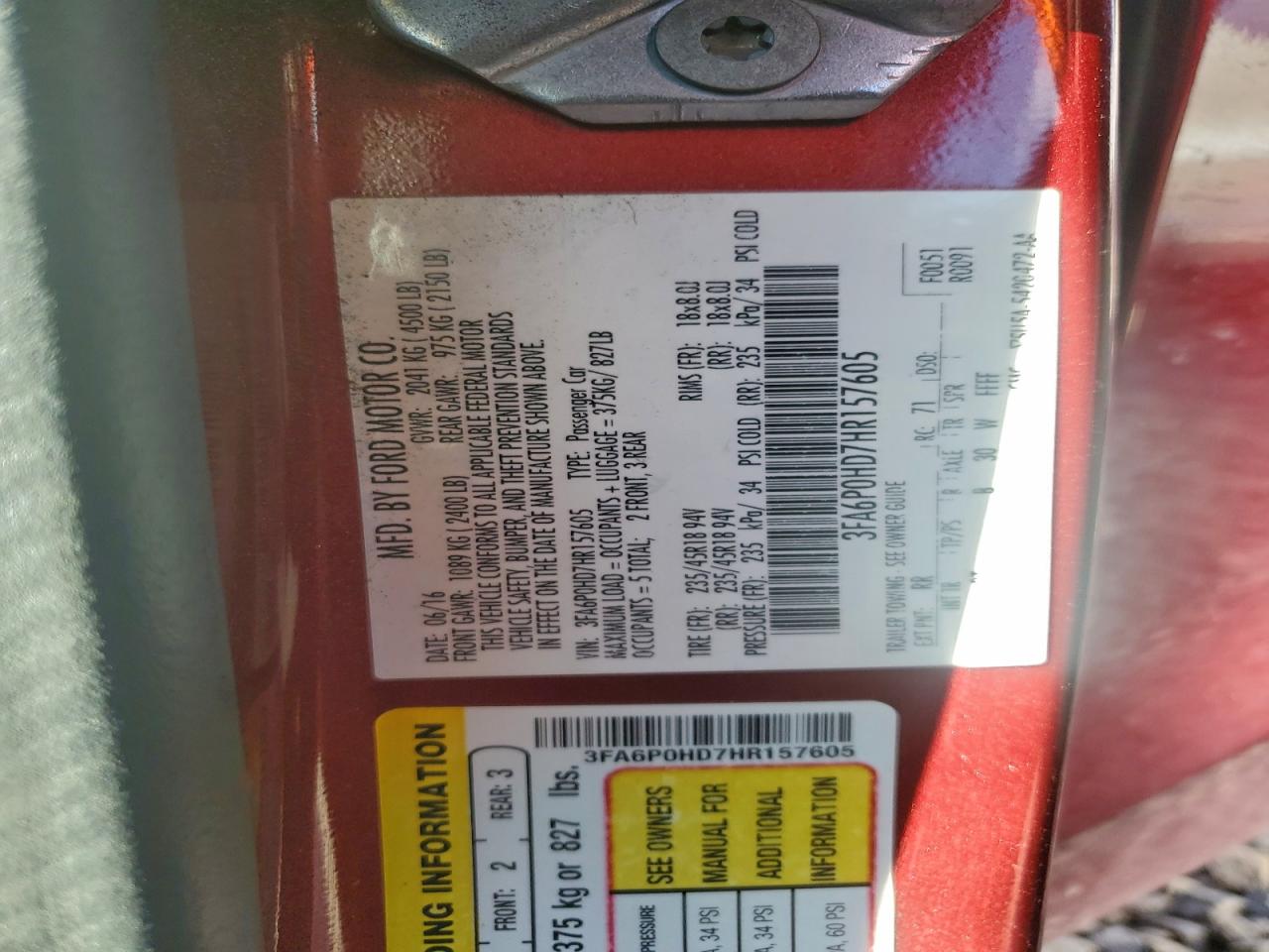 2017 FORD FUSION SE photo 25