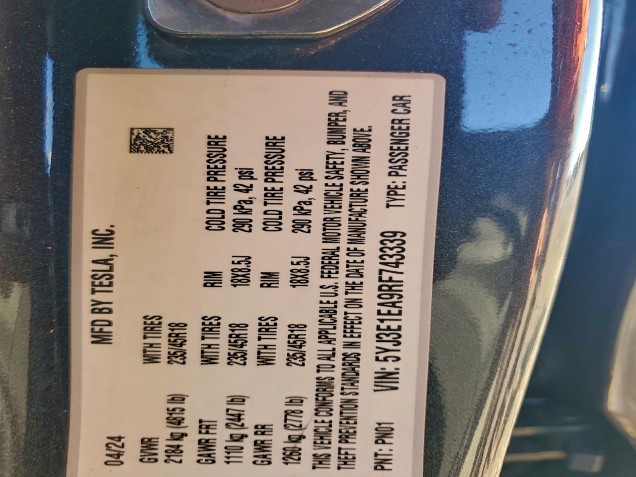 2024 TESLA MODEL 3 photo 37
