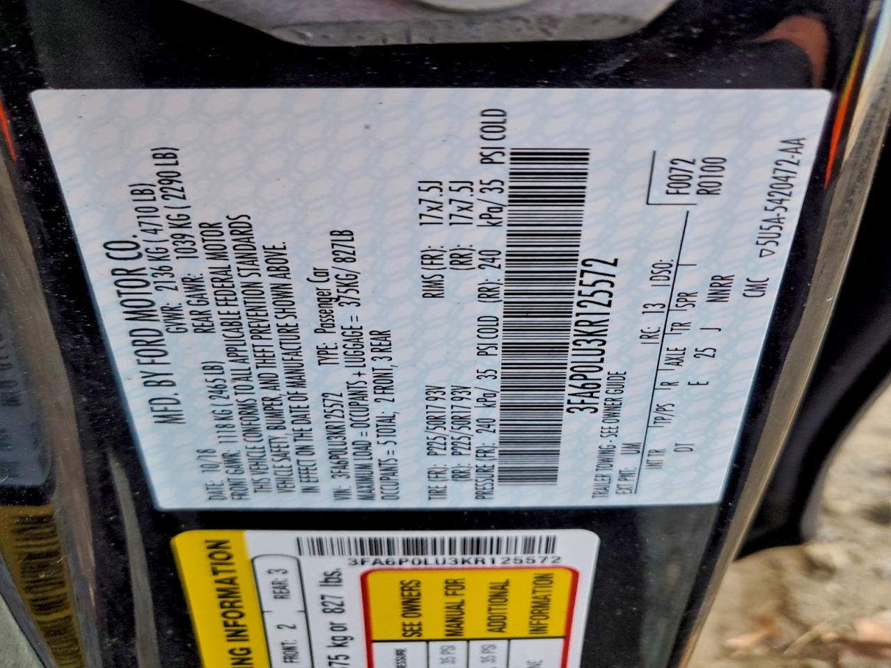 2019 FORD FUSION SE photo 23