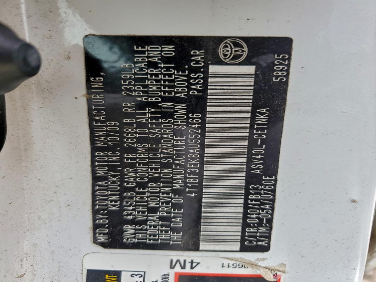 2010 TOYOTA CAMRY BASE photo 23
