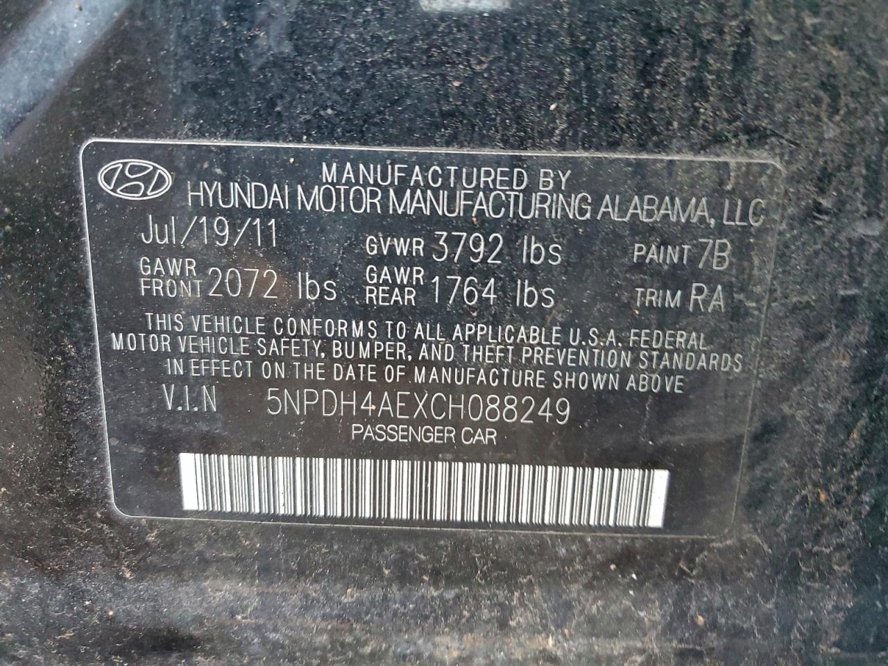2012 HYUNDAI ELANTRA GLS photo 12