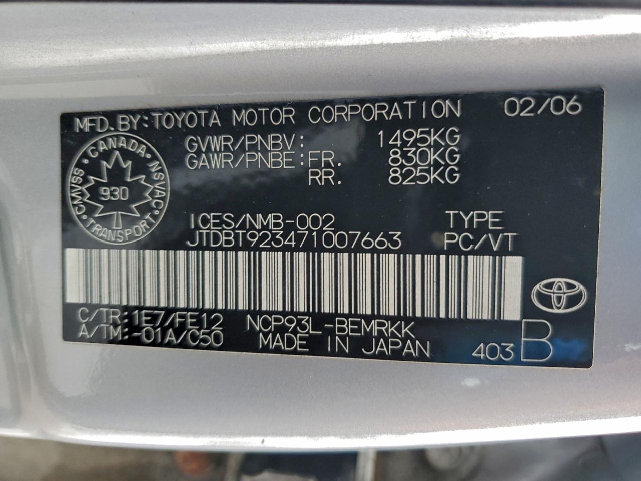 2007 TOYOTA YARIS photo 12