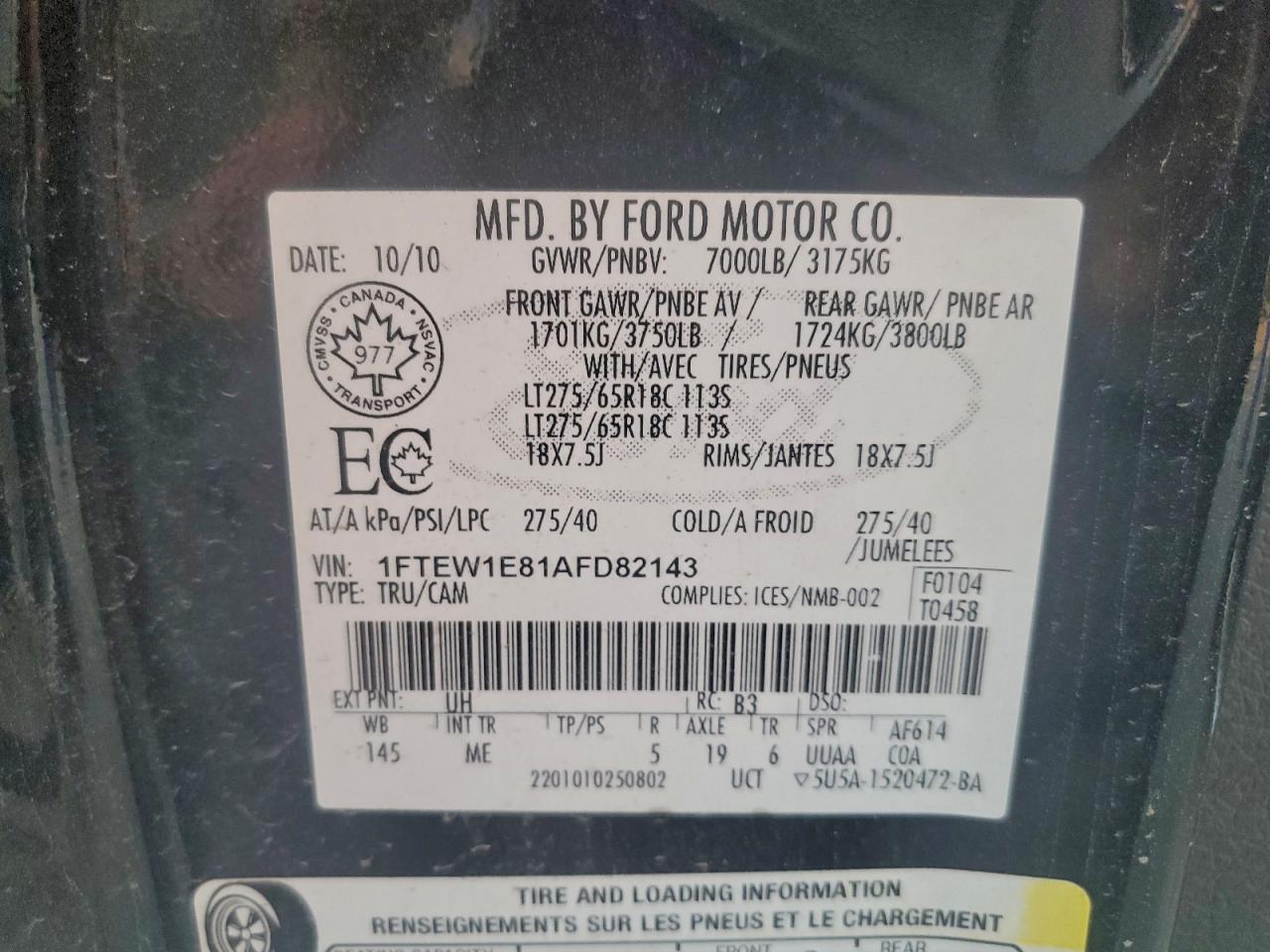 2010 FORD F150 SUPERCREW photo 23