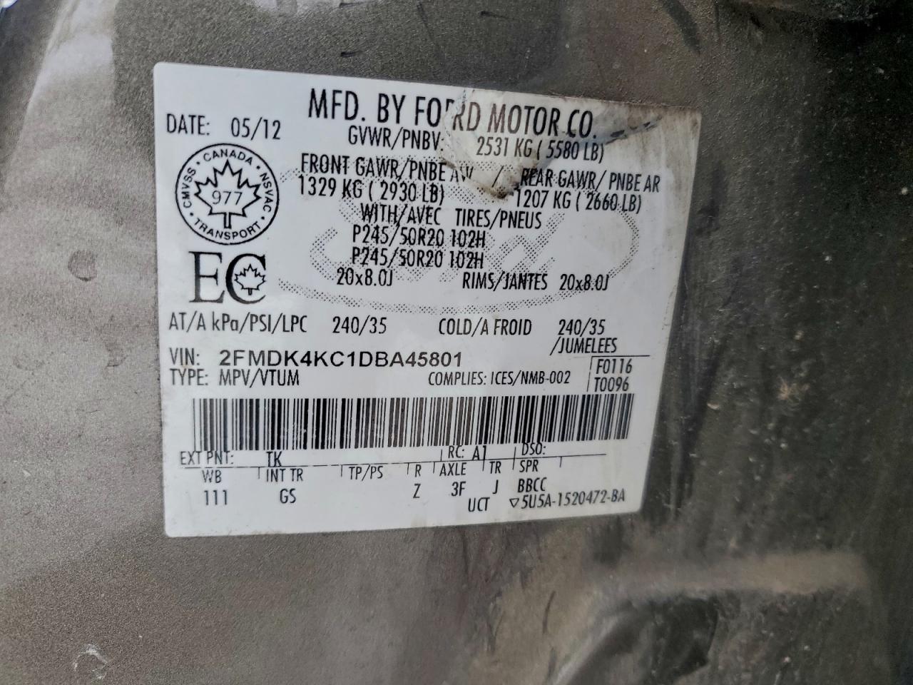 2013 FORD EDGE LIMITED photo 25