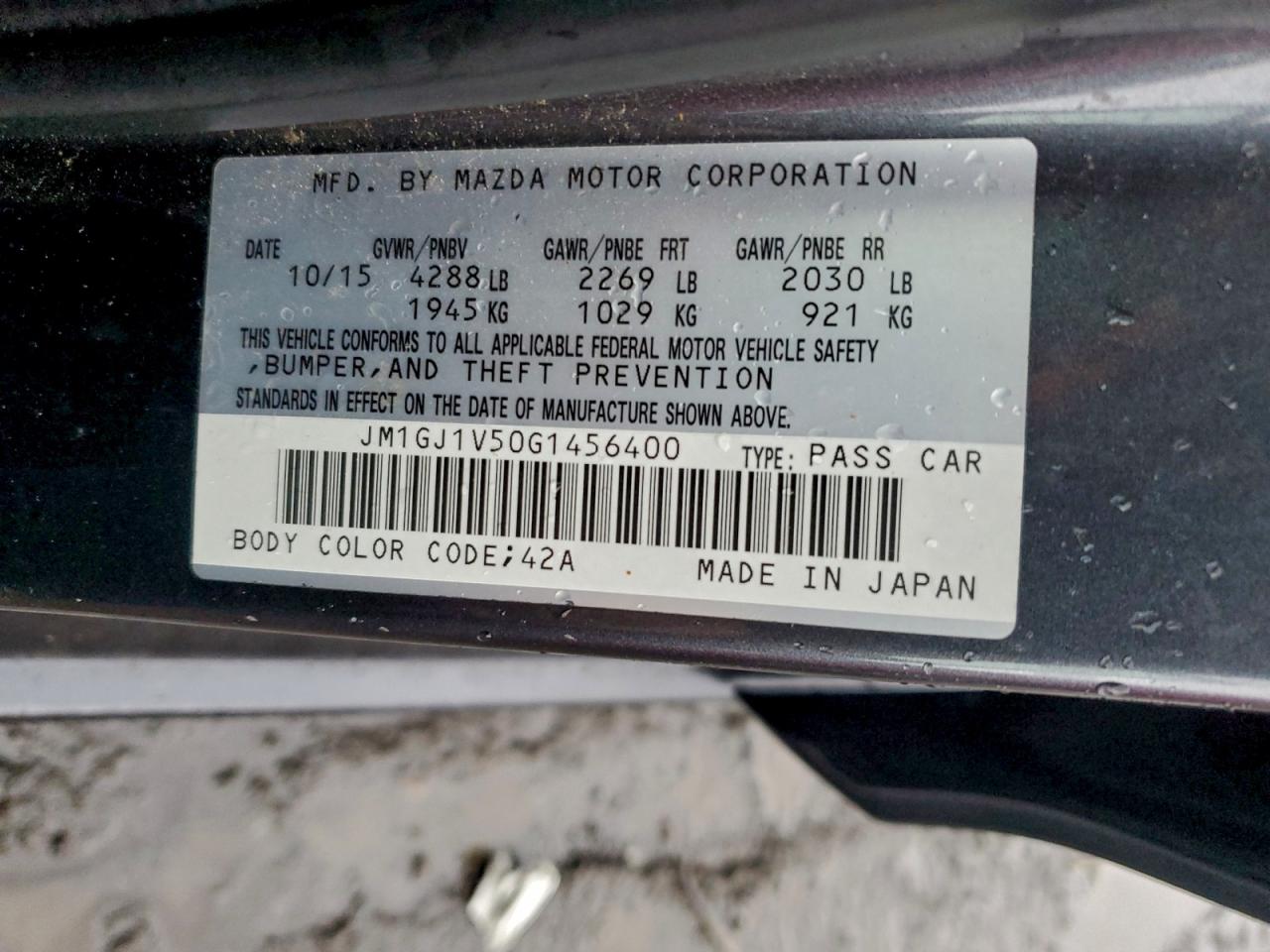 2016 MAZDA 6 TOURING photo 12