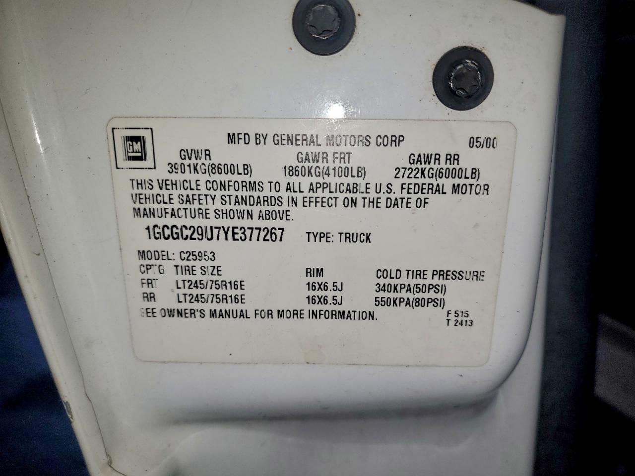 2000 CHEVROLET SILVERADO C2500 photo 12
