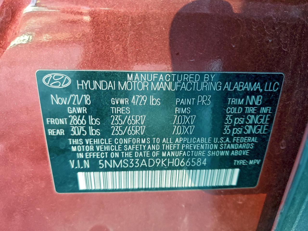 2019 HYUNDAI SANTA FE SEL 2.4L photo 34