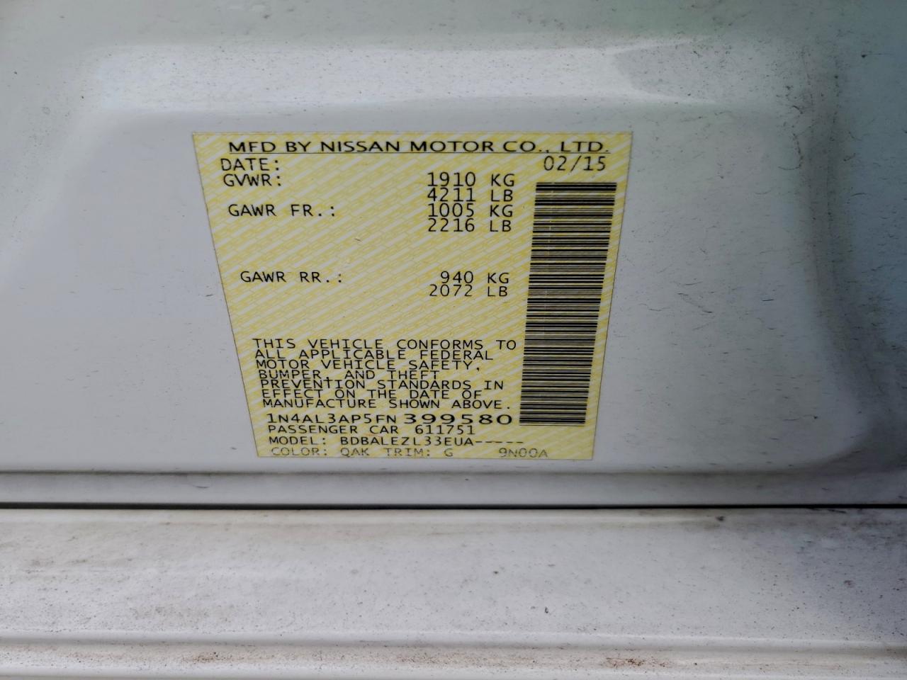 2015 NISSAN ALTIMA 2.5 photo 25