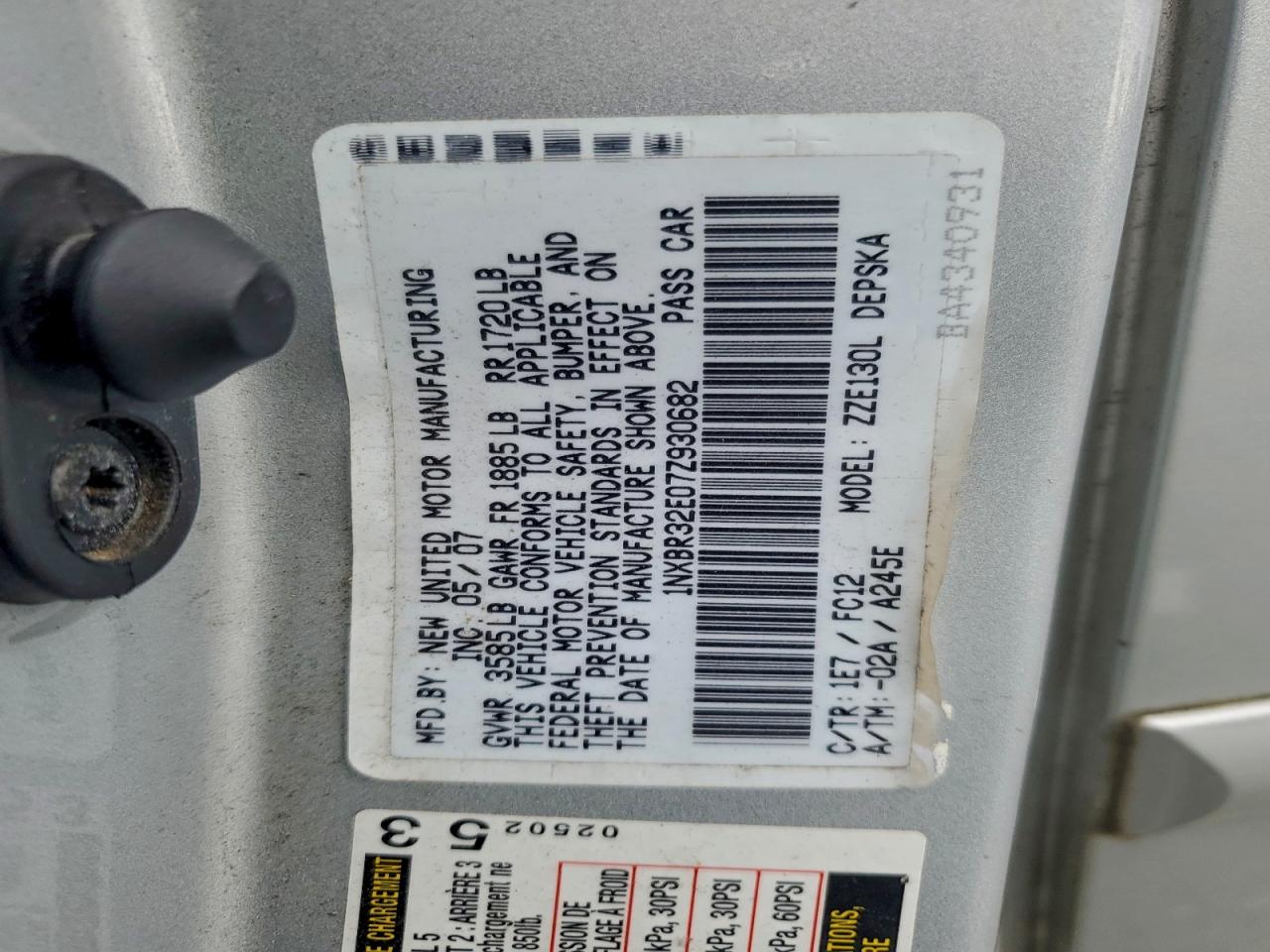 2007 TOYOTA COROLLA CE photo 12
