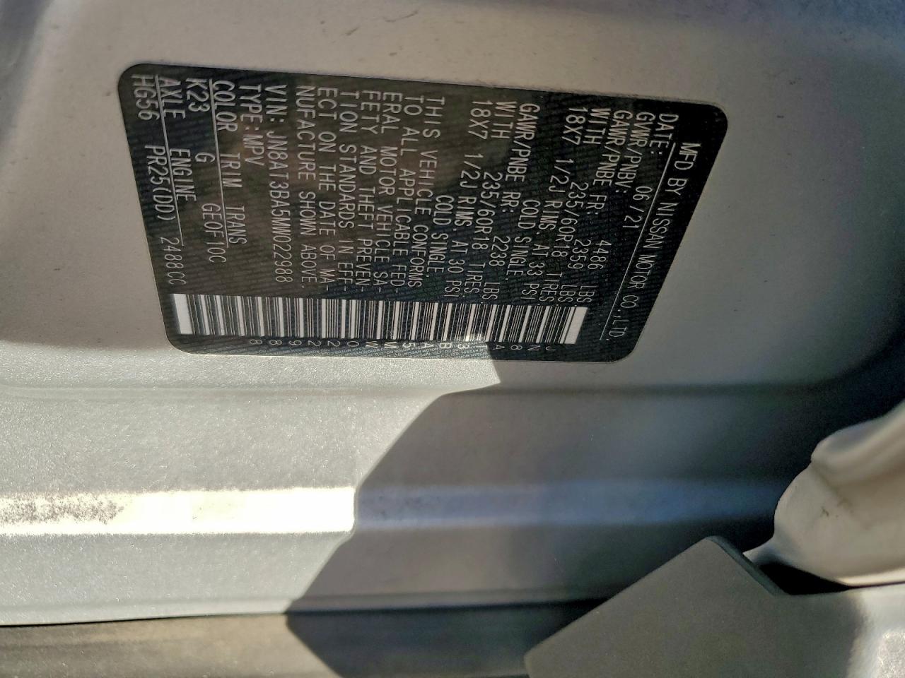 2021 NISSAN ROGUE SV photo 14